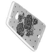 Pokrowiec etui silikonowe Koronka Róża czarna Microsoft Lumia 535 / 5