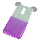 Pokrowiec back case brokatowa Myszka fioletowy Xiaomi Redmi 5 Plus / 6