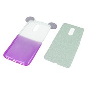 Pokrowiec back case brokatowa Myszka fioletowy Xiaomi Redmi 5 Plus / 5