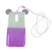 Pokrowiec back case brokatowa Myszka fioletowy do Xiaomi Redmi 5 Plus