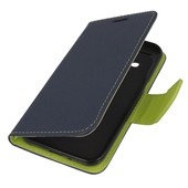 Pokrowiec etui z klapk na magnes Fancy Case granatowo-limonkowe do SAMSUNG Galaxy J2