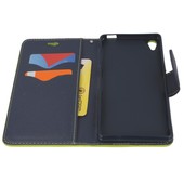 Pokrowiec etui z klapką na magnes Fancy Case limonkowo-granatowe PHILIPS Xenium V787 / 10