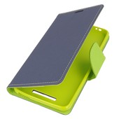 etui z kieszonk� etui z klapk� na magnes Fancy Case granatowo-limonkowe do Xiaomi Redmi Note 2 Prime
