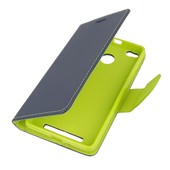 Pokrowiec etui z klapk na magnes Fancy Case granatowo-limonkowe do Xiaomi Redmi 3s