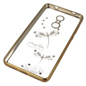 Pokrowiec etui silikonowe Diamond Ważki złote Xiaomi Redmi Note 4X / 3