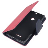Pokrowiec etui z klapką na magnes Fancy Case różowo-granatowe Microsoft Lumia 435 Dual SIM