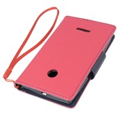 Pokrowiec etui z klapką na magnes Fancy Case różowo-granatowe Microsoft Lumia 435 Dual SIM / 4