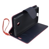 Pokrowiec etui z klapką na magnes Fancy Case różowo-granatowe Microsoft Lumia 435 Dual SIM / 6