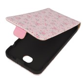 etui zamykane z klapk� na magnes Prestige slim Flowers r�owy do SONY Xperia E4