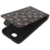 etui zamykane z klapk� na magnes Prestige slim Flowers czarny do SONY Xperia E4