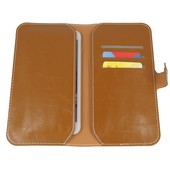 Pokrowiec etui portfel Premium brązowy 4,0-4,7 cala HTC One / 7