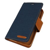 Pokrowiec etui Portfelowe Canvas granatowe do Xiaomi Redmi Note 5A Prime