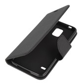 Pokrowiec etui z klapk na magnes Fancy Case czarne do SAMSUNG SM-G900F Galaxy S5