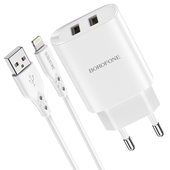 Ładowarka sieciowa Borofone BN2 Super 2xUSB 2,1A Lightning biała APPLE IPAD 9.7 2017 2018 / 2