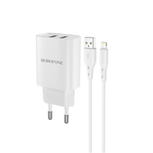 Ładowarka sieciowa Borofone BN2 Super 2xUSB 2,1A Lightning biała APPLE IPAD 9.7 2017 2018 / 3