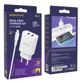 Ładowarka sieciowa Borofone BN2 Super 2xUSB 2,1A Lightning biała APPLE IPAD 9.7 2017 2018 / 4