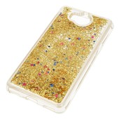 Pokrowiec etui z p�ynem Liquid Dynamic z brokatem z�ote do SAMSUNG Galaxy A6 2018