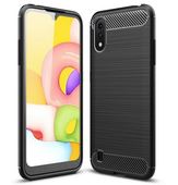 Pokrowiec etui pancerne Karbon Case czarne do SAMSUNG Galaxy A01
