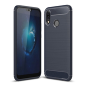 Pokrowiec etui pancerne Karbon Case granatowe do HUAWEI P20 Lite