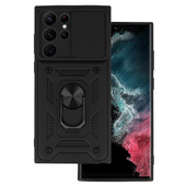Pokrowiec etui pancerne Slide Camera Armor Case czarne do SAMSUNG Galaxy S22 Ultra