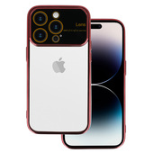 Pokrowiec etui silikonowe Electro Lens Case bordowe do APPLE iPhone 14
