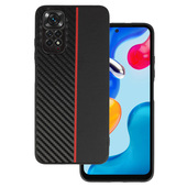 Pokrowiec etui Tel Protect Carbon Case z paskiem czerwone do Xiaomi Redmi Note 11S