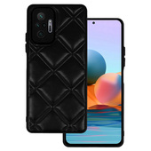 Pokrowiec etui z ekoskry 3D Leather Case wzr 3 czarne do Xiaomi Redmi Note 10 Pro Max