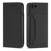 Pokrowiec etui z klapk� Magnet Book Card czarne do APPLE iPhone SE 2020