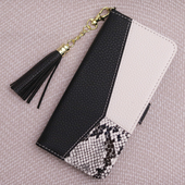 Pokrowiec etui z klapką na magnes Charms czarne Oppo A16 / 7