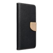 Pokrowiec etui z klapk na magnes Fancy Case czarno-zote do APPLE iPhone 15