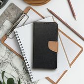 Pokrowiec etui z klapką na magnes Fancy Case czarno-złote APPLE iPhone 15 Plus / 5