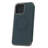 Pokrowiec etui z klapk Smart Gold Frame Mag zielone do APPLE iPhone 15 Pro