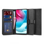 Pokrowiec etui z klapk Tech-protect Wallet 2 czarne do MOTOROLA Moto G60s