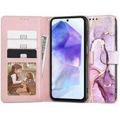 Pokrowiec etui z klapką Tech-protect Wallet Czarne marble SAMSUNG Galaxy A55 5G