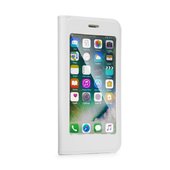 Pokrowiec etui z okienkiem Full View biale do HUAWEI Y7 Prime 2018