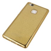 Pokrowiec etui �elowe GLITTER z ramk� z�ote do Lenovo Moto E4 Plus