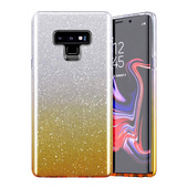 Pokrowiec etui z brokatem Bling Ombre złote do HUAWEI P Smart 2021