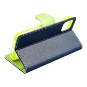 Pokrowiec etui z klapką na magnes Fancy Case granatowo-limonkowe HUAWEI P Smart 2021 / 2