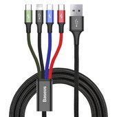 Kabel USB Baseus Rapid 4w1 2xMicro USB, Lightning, Typ-C 3,5A 1,2 metra CA1T4-C01 czarny do SONY Xperia X