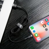Kabel USB Baseus Cafule 3m 2A Lightning czarno-szary APPLE iPad 7 10.2 / 7