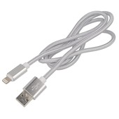 Kabel USB sznurkowy srebrny 1m Lightning do APPLE iPhone 5