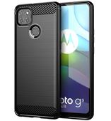 Pokrowiec etui pancerne Karbon Case czarne do MOTOROLA Moto G9 Power