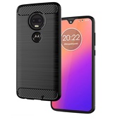 Pokrowiec etui pancerne Karbon Case czarne do MOTOROLA Moto G7 Play