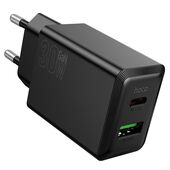 �adowarka sieciowa Hoco SB A + USB C QC3.0 PS AFC 3A 30W kostka czarna