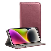 Pokrowiec etui z klapk Magnetic Book burgundowe do MOTOROLA Moto E22