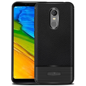 Pokrowiec etui imitacja sk�ry Rugged Lux czarne do Xiaomi Redmi 5 Plus