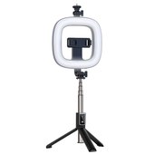 Statyw wysignik selfie tripod z lamp kwadratow P40D-1 czarny do APPLE iPhone 14 Pro