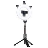 Statyw wysignik selfie tripod z lamp piercieniow P40D-3 czarny do HUAWEI Nova Y90
