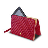 Pokrowiec etui portfelowe pikowane tablet czerwone do SAMSUNG SM-T111 Galaxy Tab 3 Lite