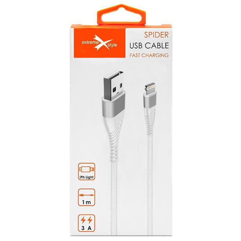 Kabel USB eXtreme Spider 3A 1m Lightning biay APPLE iPhone 11 Pro / 2
